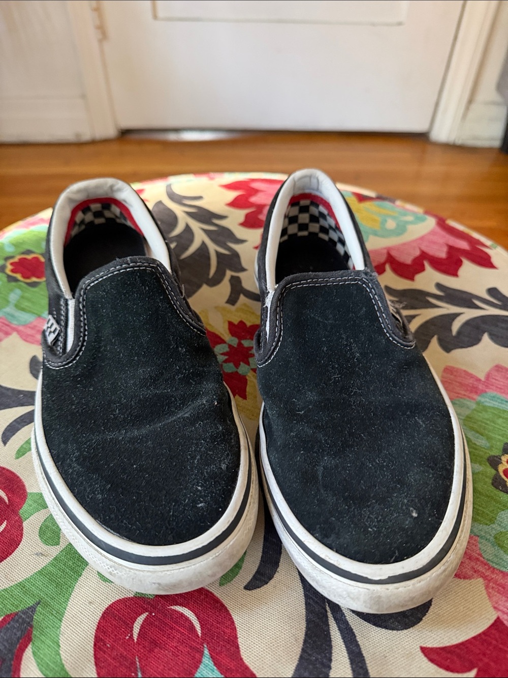 Vans Black Slip-On Sneakers with Checkerboard Lining